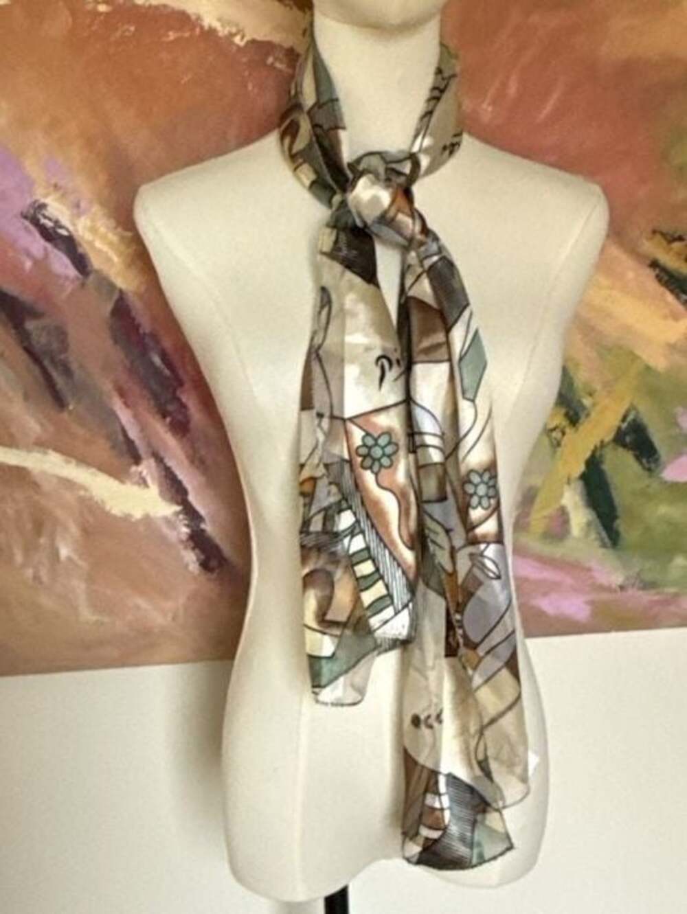 Picasso Design Abstract Print Long Rectangle Scarf
